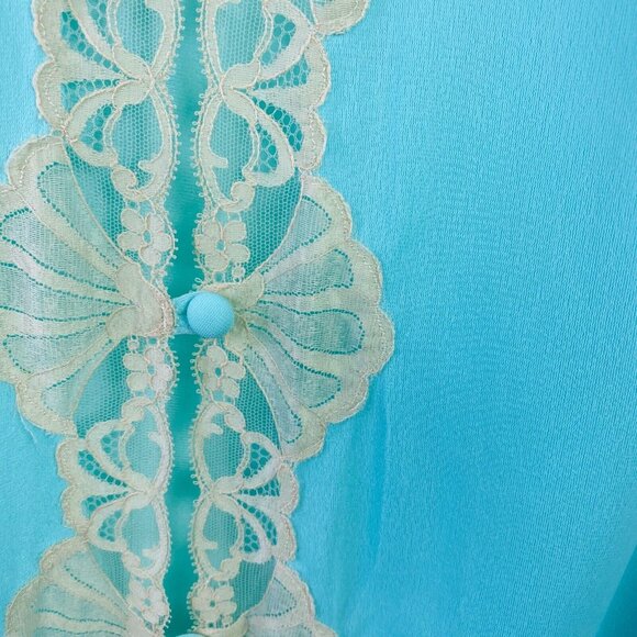 Vintage 1970 Emilio Pucci Formfit Rogers Blue mint Nightgown Robe M medi… - Picture 8 of 10